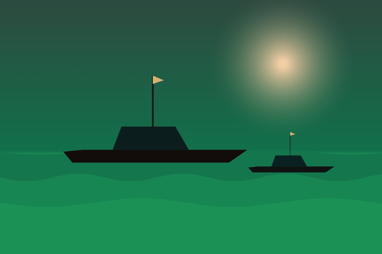 team-01 Yachts sailing at dusk on open water.